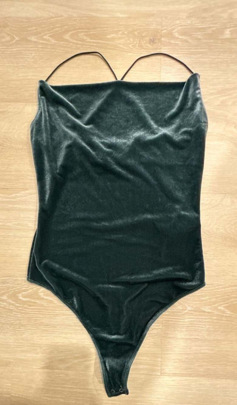 Abercrombie & Fitch Velvet Bodysuit Size M Green